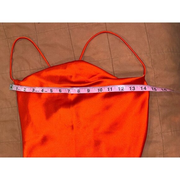 RESA Red Satin Madison Slip Open Back Women MidiDress Size Small - Picture 8 of 12